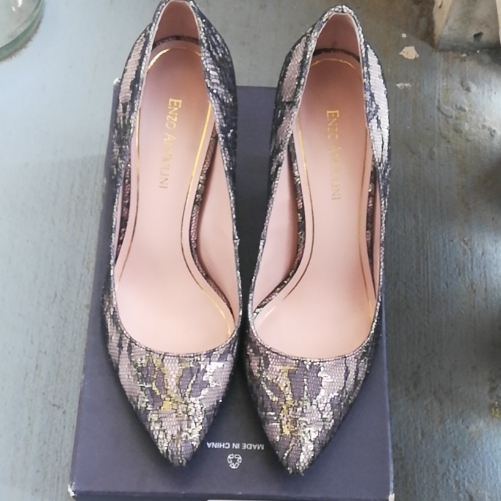 Enzo Angiolini lace gold and black heels - Picture 7 of 8